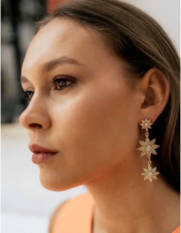 Long earrings with stars and zirconia 2