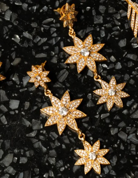 Pendientes largos con estrellas y circonitas