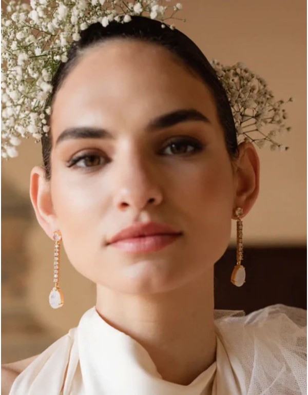 Longues boucles d'oreilles de fête avec zircon cubique et... 2