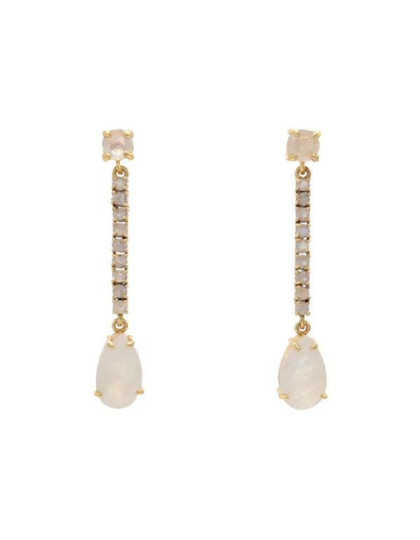 Longues boucles d'oreilles de fête avec zircon cubique et...