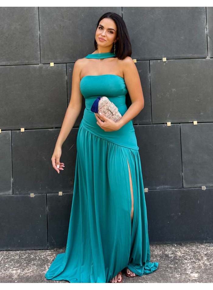 Chocolate brown strapless maxi dress with...