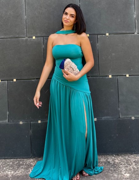 Chocolate brown strapless maxi dress with matching shawl