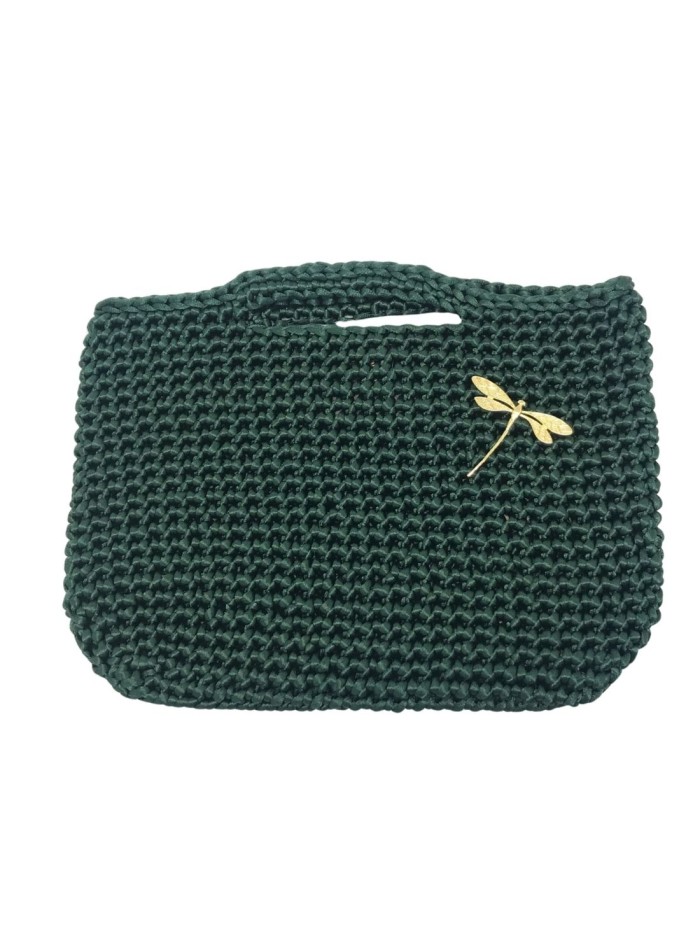 Cartera de mano con aplique libélula metalizada para eventos especiales