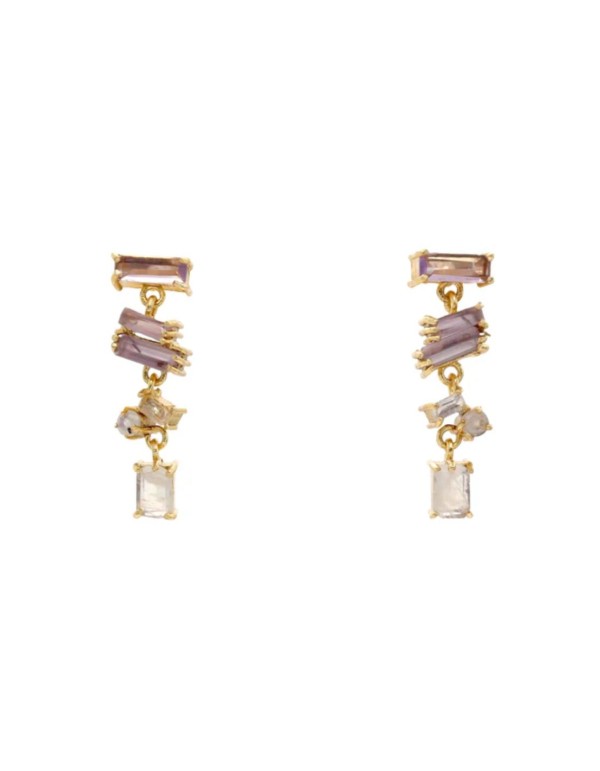 Boucles d'oreilles courtes avec pierres géométriques...
