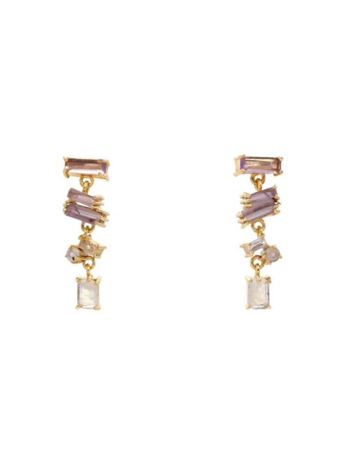 Pendientes cortos con piedras geométricas de colores