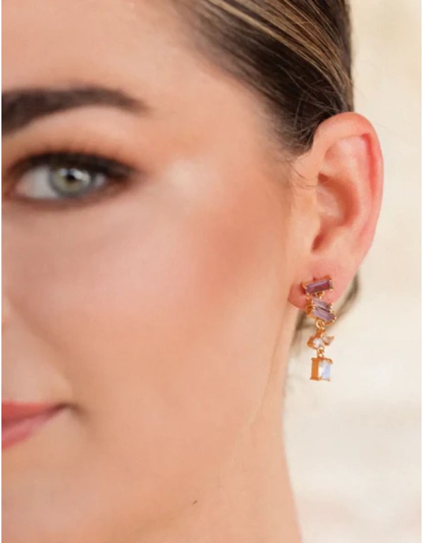 Boucles d'oreilles courtes avec pierres géométriques... 2