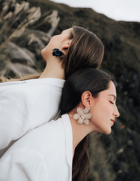 Boucles d'oreilles en crochet avec pierres et acier inoxydable