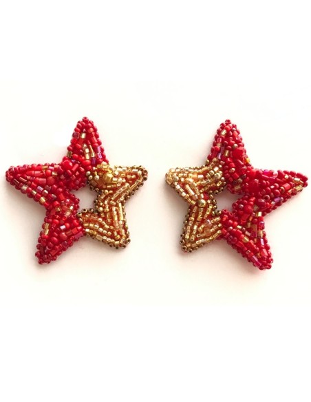 Pendientes estrella bordados a mano con cuentas Pendientes estrella bordados a mano con cuentas