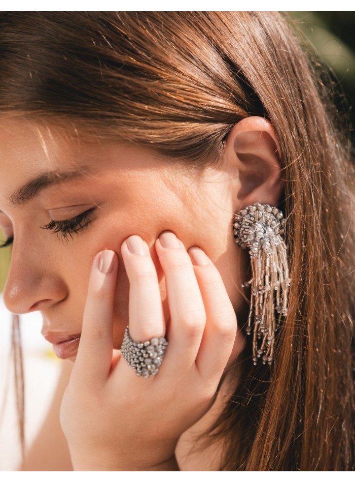 Boucles d'oreilles éventail en crochet avec...