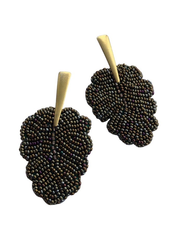 Maxi pendientes marrones en forma de hoja