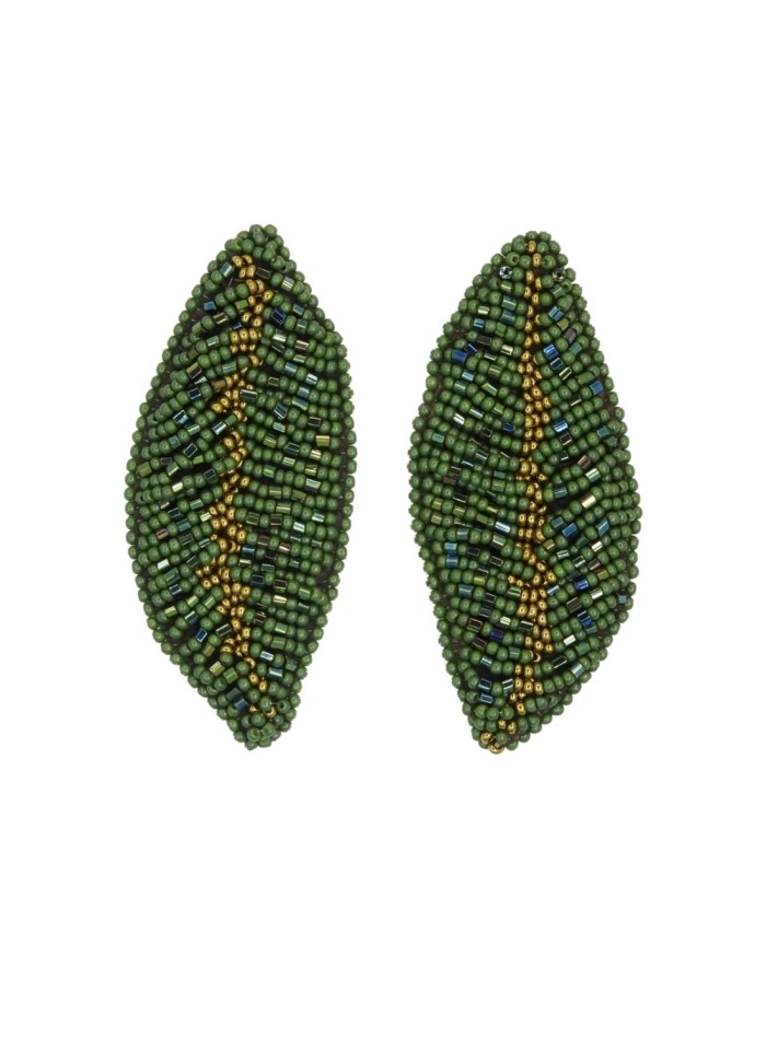 Maxi pendientes de fiesta verdes en forma de hoja para eventos
