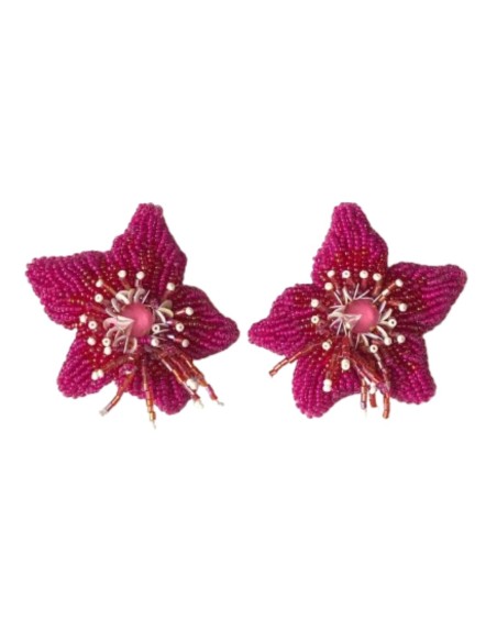Fuchsia star-shaped maxi earrings for the party