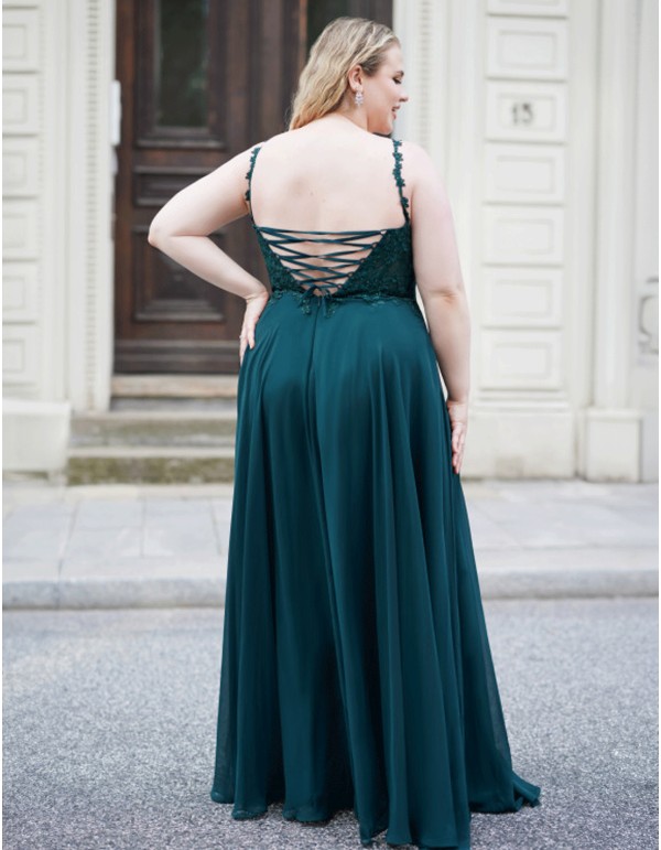 Plus size maxi dress with handmade lace and chiffon skirt... 2