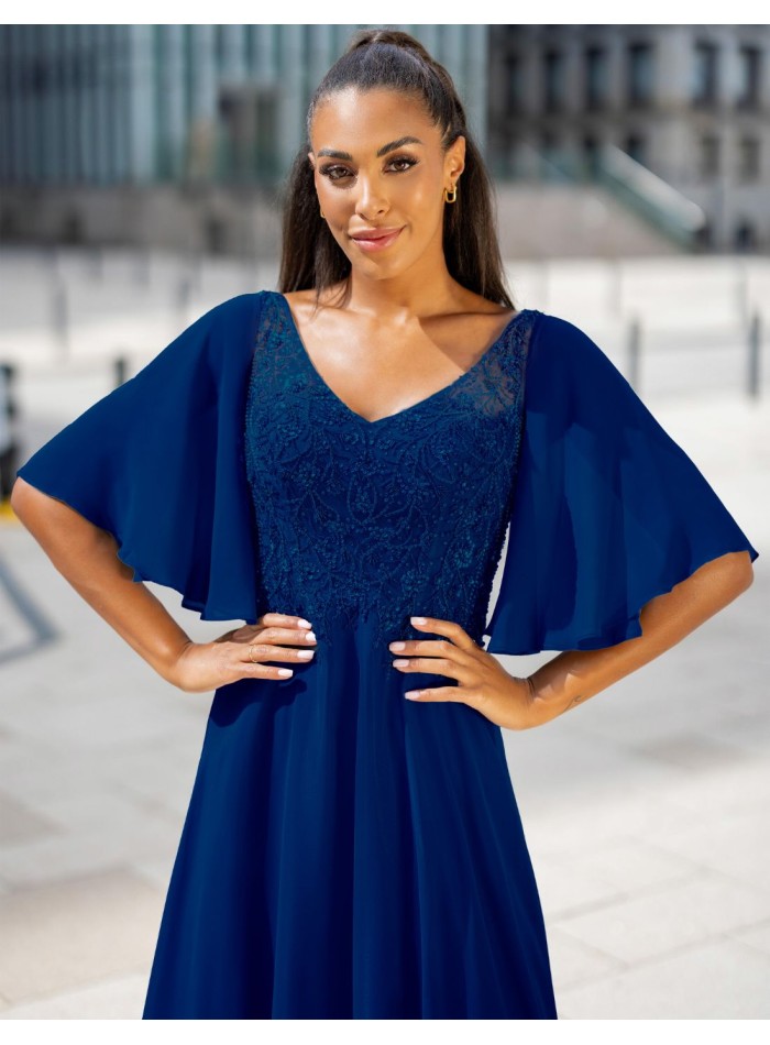 Robe d'invité longue avec manches courtes et...