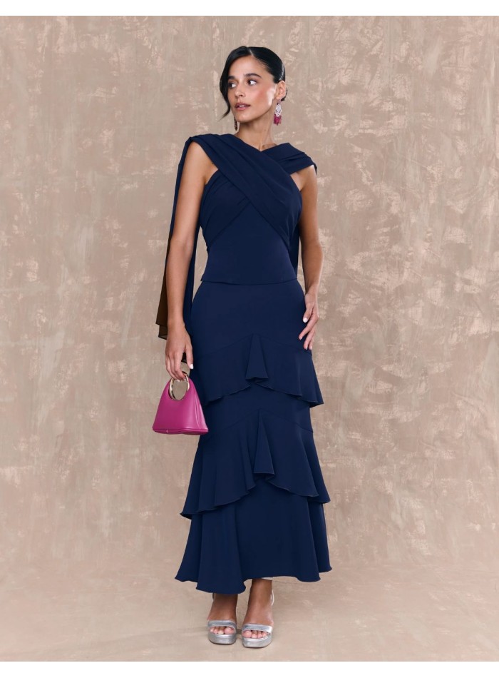 Guest midi skirt with double ruffles