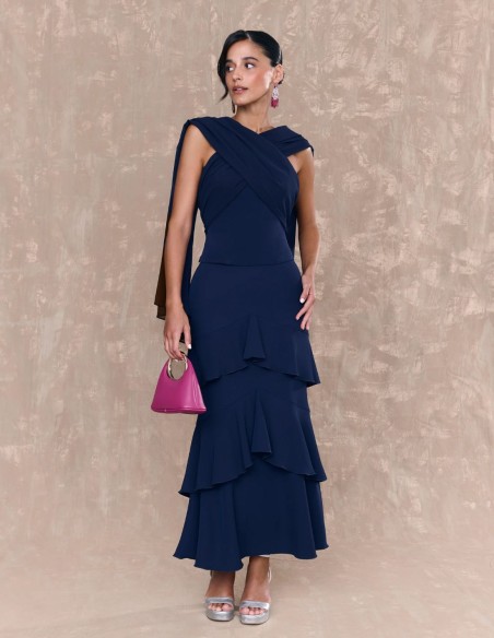 Jupe midi d'invité à double volants