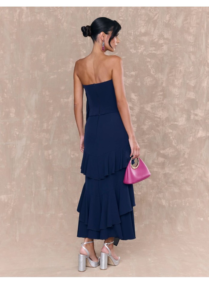 Falda de invitada midi con doble volante para boda