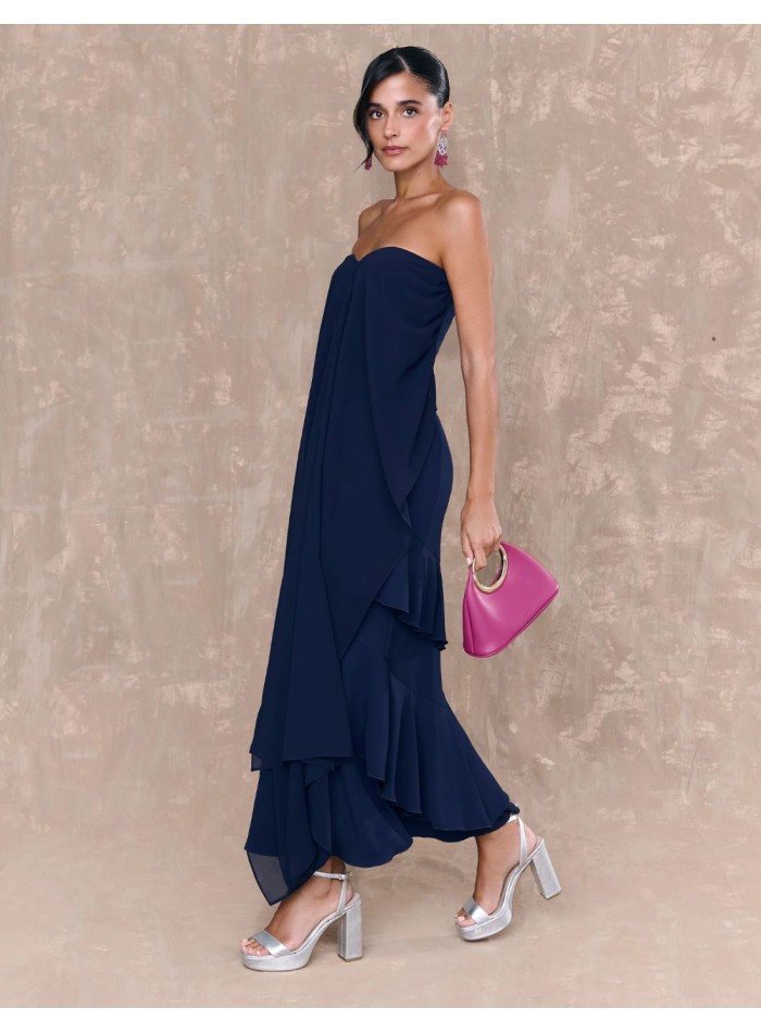 Falda de invitada midi con doble volante