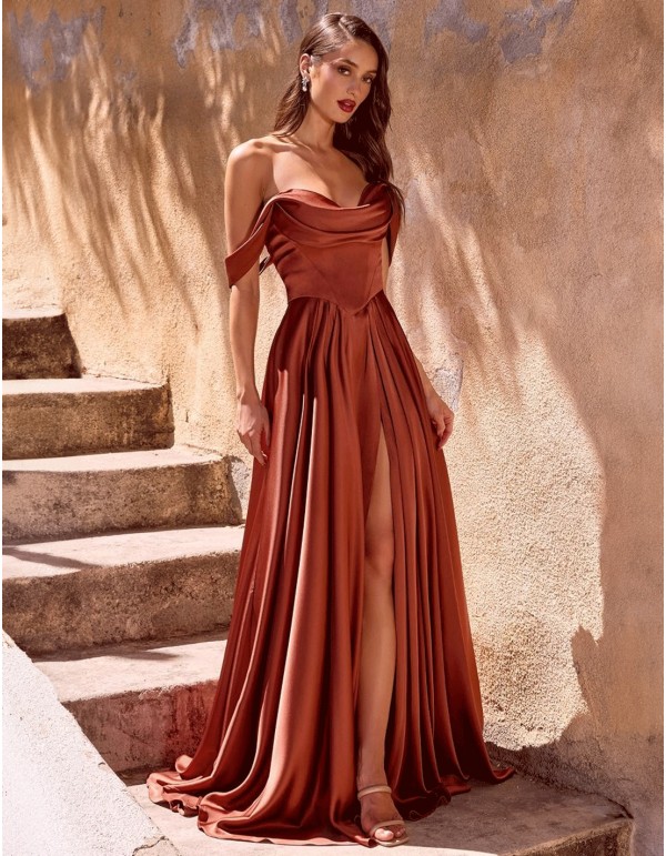 Long gown with bandeau sweetheart neckline