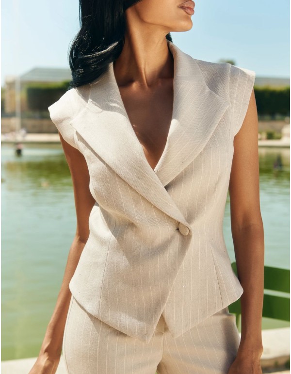 Vest with pinstripes and flared cut 2
