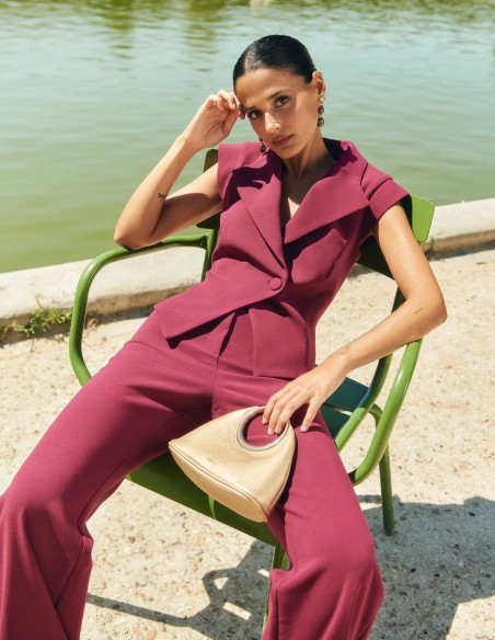 Pinstripe crossover V-neck vest