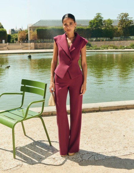 Pinstripe crossover V-neck vest