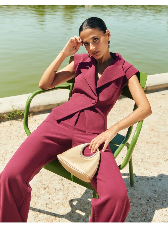 Pantalon taille haute, coupe droite