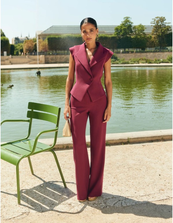 Pantalon taille haute, coupe droite