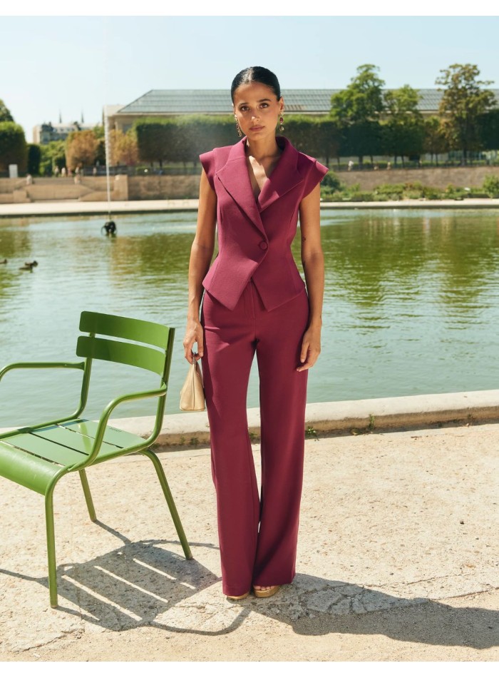 Pantalon taille haute, coupe droite