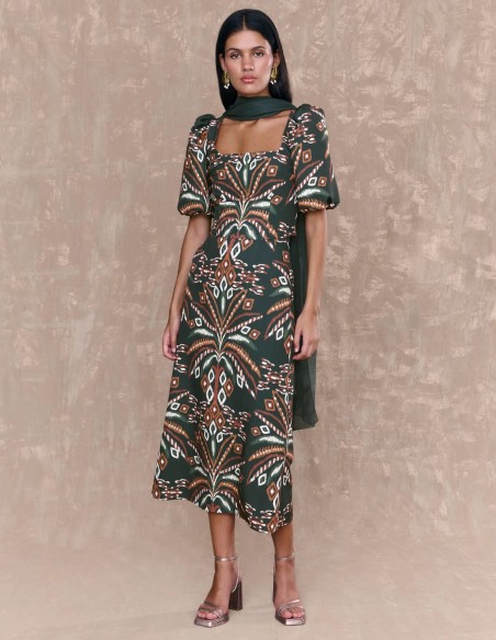 Chal de gasa verde oscuro