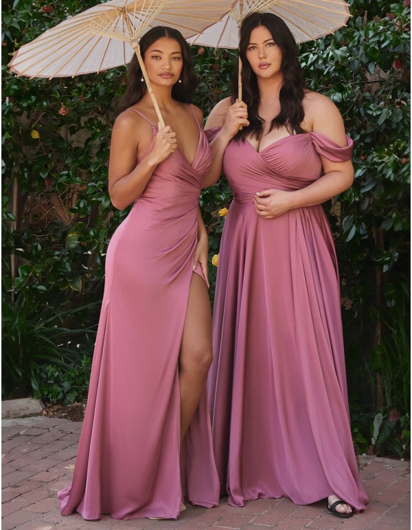 Vestido de fiesta largo de talla grande con escote bandeau cruzado
