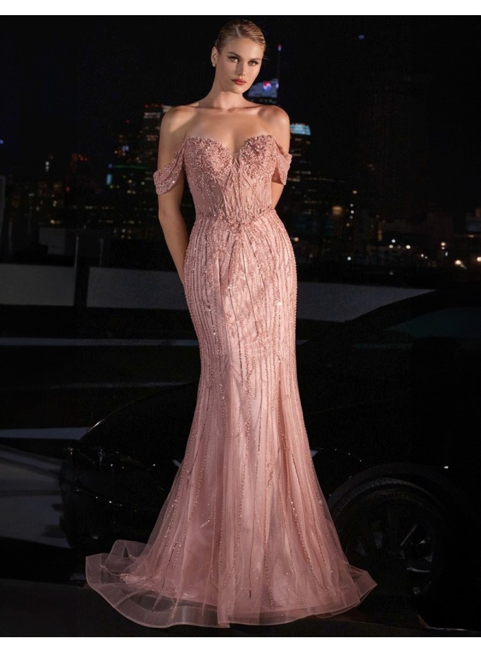 Longue robe de soirée élégante avec strass et...