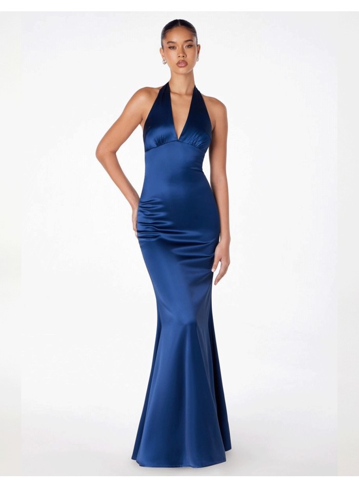 Longue robe de soirée en satin avec encolure...