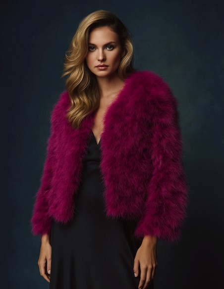 Chaqueta de manga larga de plumas de avestruz para invitada Chaqueta de manga larga de plumas de avestruz para invitada