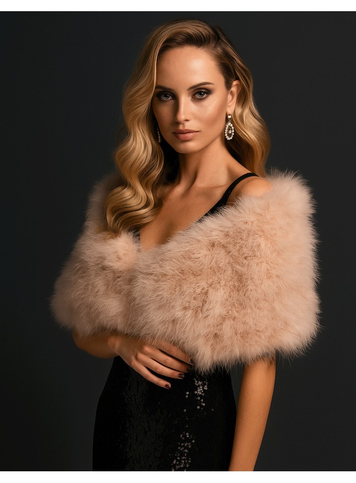Beige ostrich feather stole for guests