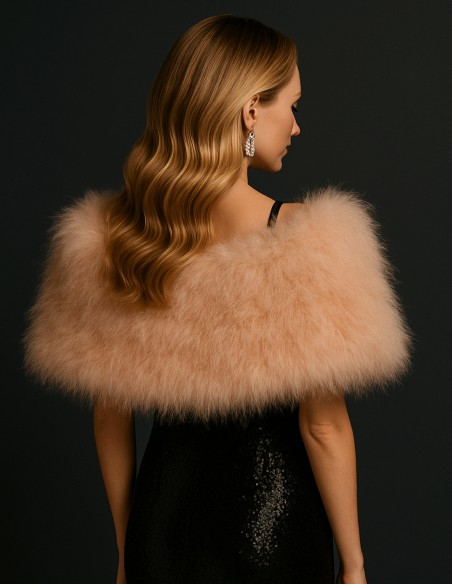 Beige ostrich feather wrap for wedding guests