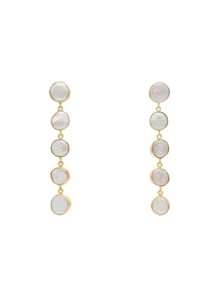 Longues boucles d'oreilles de mariage avec perles rondes