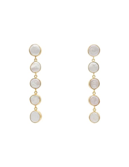 Long bridal earrings with circular pearls