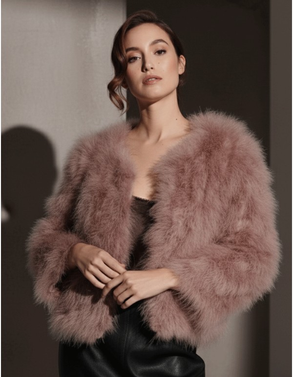 Long sleeve ostrich feather coat for guests