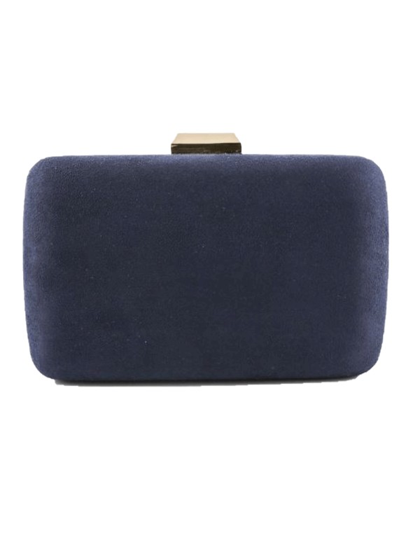 suede clutch bag in navy blue