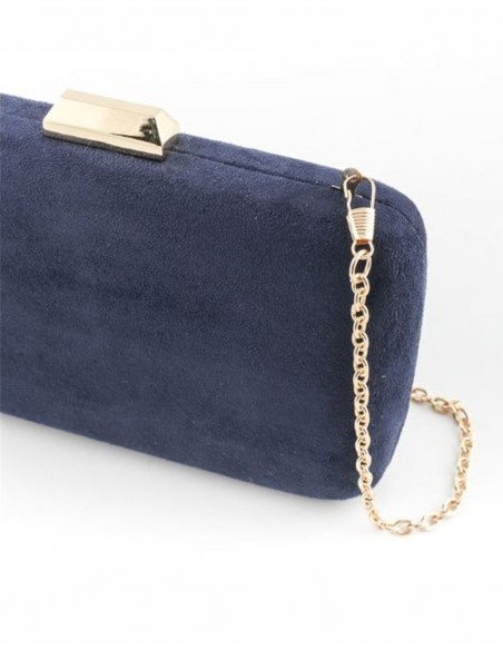suede clutch bag in navy blue