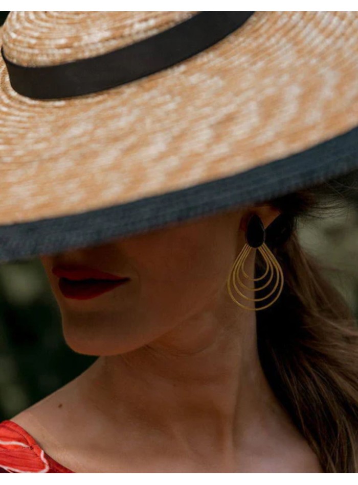 Gold plated earrings with drop shape and...