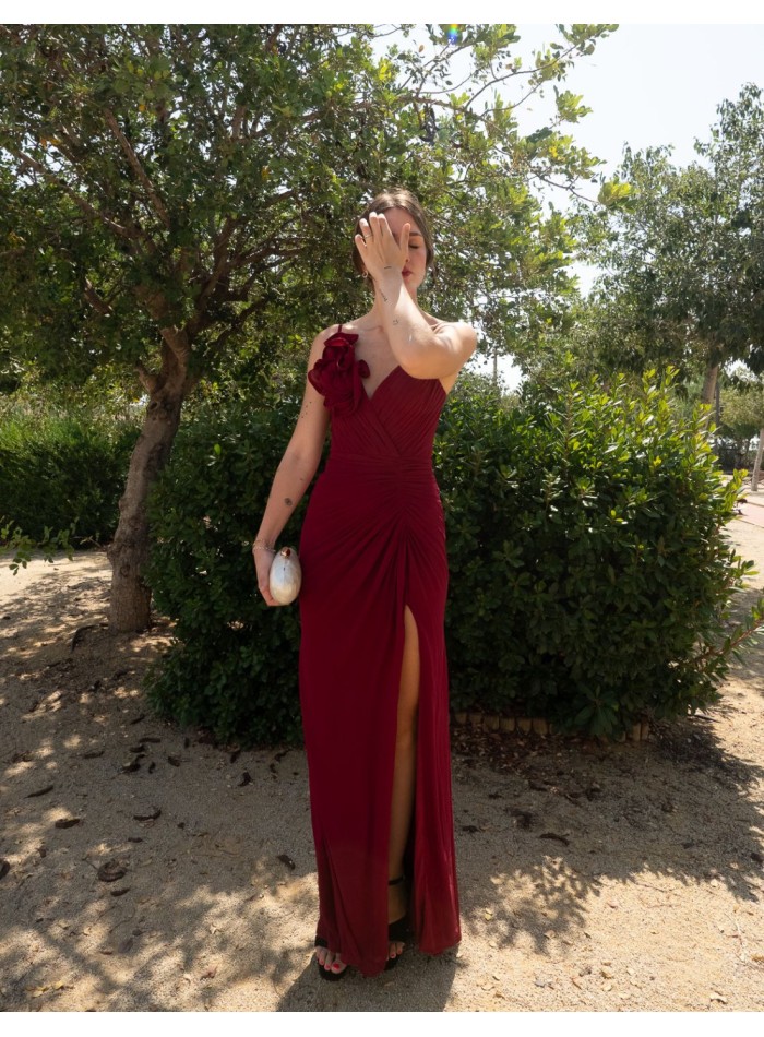 Robe de soirée longue avec décolleté en V et...