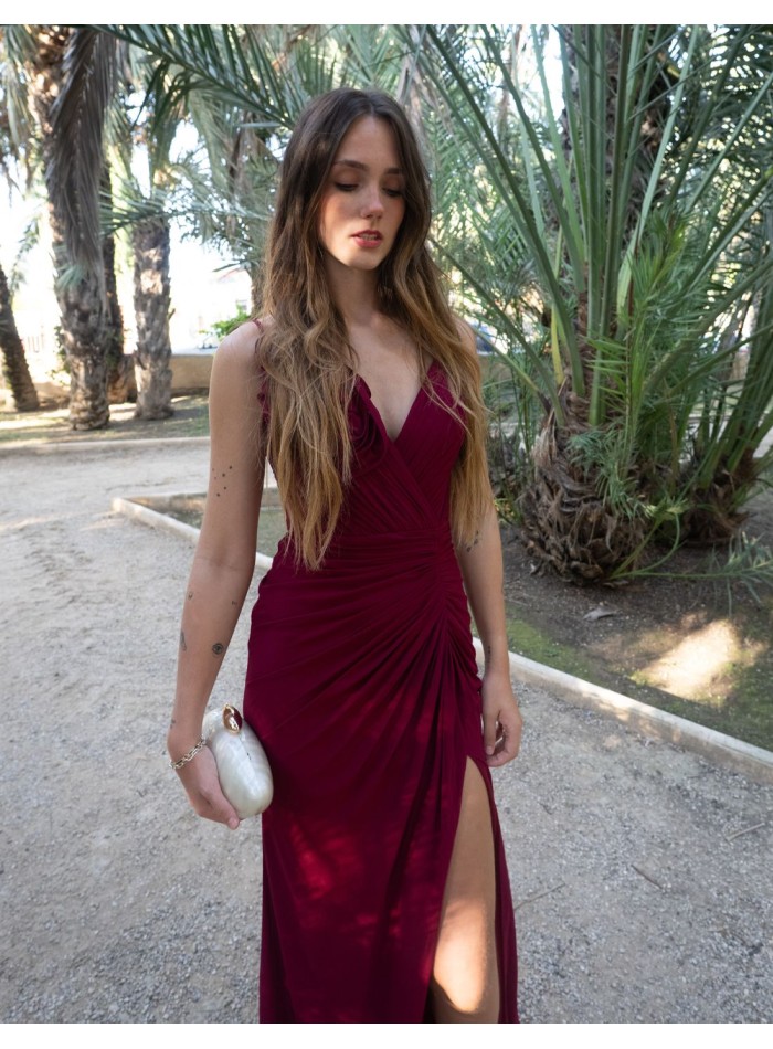 Robe de soirée longue avec décolleté en V et...