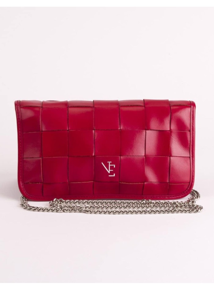 Braided leather bag with chain