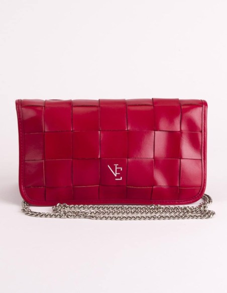 Braided leather bag with chain