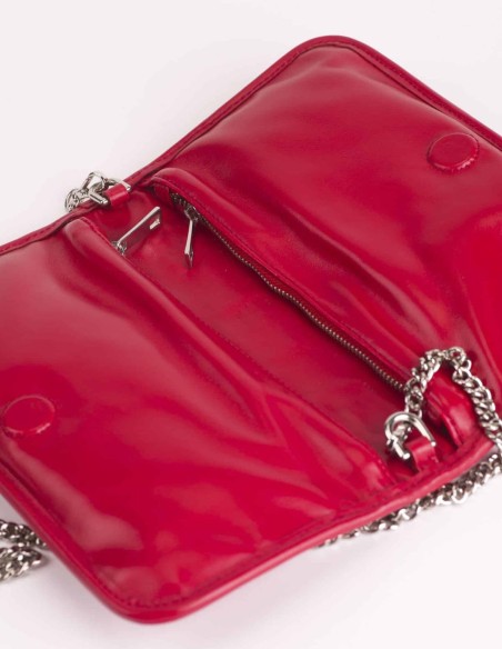 Braided leather bag with chain