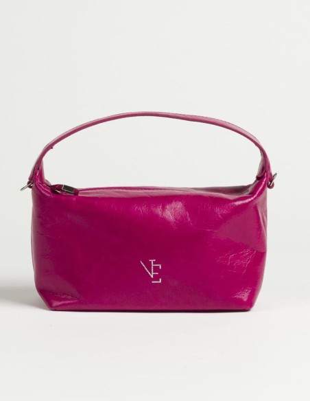 Leather bag with fixed handle and adjustable strap