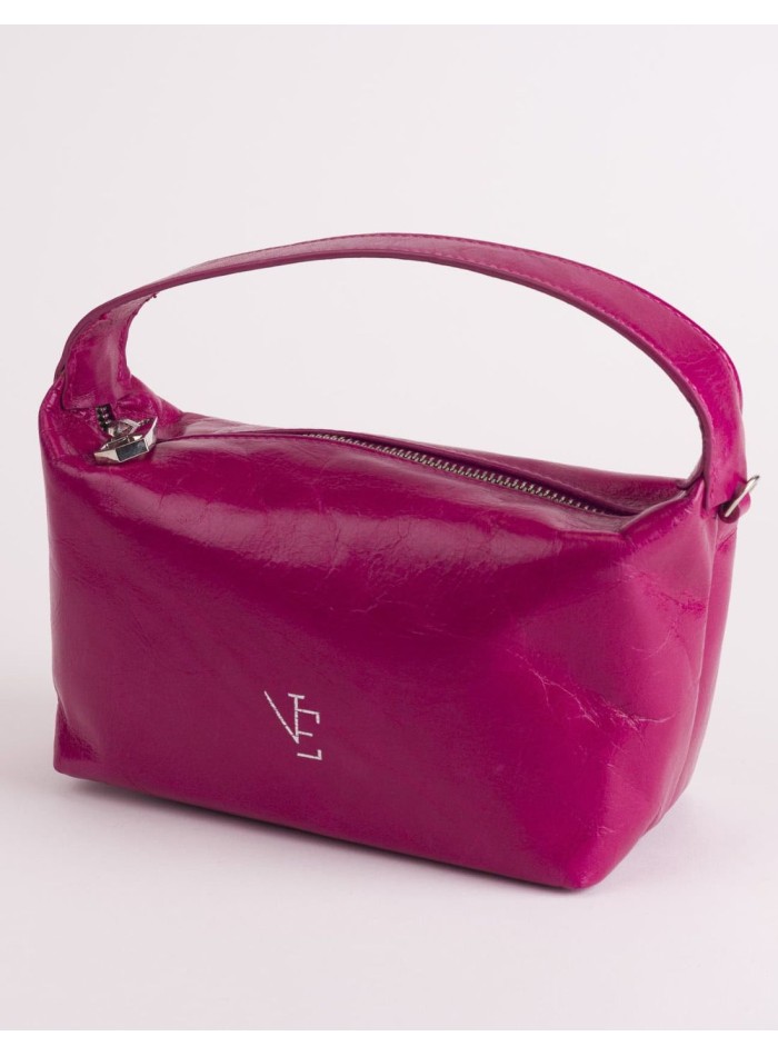 Leather bag with fixed handle and adjustable strap