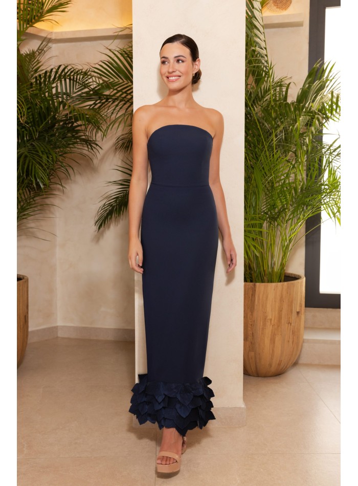 Midi dress with asymmetrical neckline and cape...